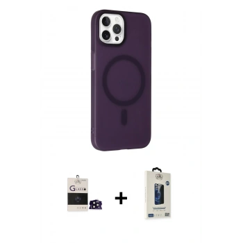 MARSİLYAN™- iPhone 14 Pro Max Kılıf Çekirdek Modern Prime - Siyah Bilvis Hayalet Cam Ekran Koruyucu + Bilvis Titan Kamera Lens - SH