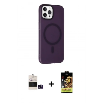 MARSİLYAN™- iPhone 14 Pro Max Kılıf Çekirdek Modern Prime - Siyah Buffer Cam Ekran Koruyucu + Bilvis Titan Kamera Lens - SH