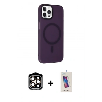 MARSİLYAN™- iPhone 14 Pro Max Kılıf Çekirdek Modern Prime - Siyah Joko 5D Cam + PVD Metal Kamera Lens - TU