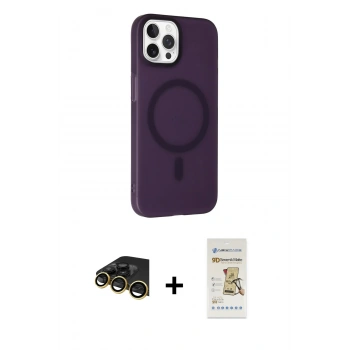 MARSİLYAN™- iPhone 14 Pro Max Kılıf Çekirdek Modern Prime - Siyah Mat Seramik Nano Ekran Koruyucu + Raze Metal Kamera Lens - GD