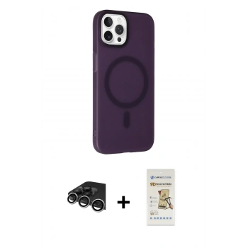 MARSİLYAN™- iPhone 14 Pro Max Kılıf Çekirdek Modern Prime - Siyah Mat Seramik Nano Ekran Koruyucu + Raze Metal Kamera Lens - GS