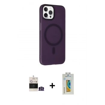 MARSİLYAN™- iPhone 14 Pro Max Kılıf Çekirdek Modern Prime - Siyah Polymer Nano Ekran Koruyucu + Bilvis Titan Kamera Lens - GS
