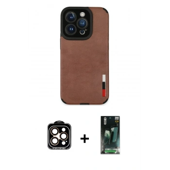MARSİLYAN™- iPhone 14 Pro Max Kılıf Doruk Asil Koleksiyonu - Şeffaf 360 Full Body Arka Koruyucu + PVD Metal Kamera Lens - TU