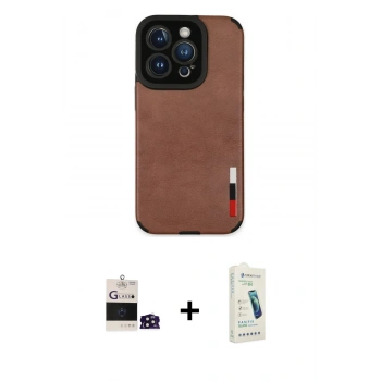 MARSİLYAN™- iPhone 14 Pro Max Kılıf Doruk Asil Koleksiyonu - Şeffaf Pasifik Cam Ekran Koruyucu + Bilvis Titan Kamera Lens - DNMR