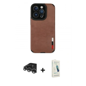 MARSİLYAN™- iPhone 14 Pro Max Kılıf Doruk Asil Koleksiyonu - Şeffaf Pasifik Cam Ekran Koruyucu + Raze Metal Kamera Lens - GS