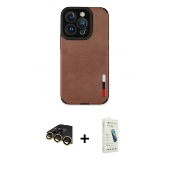 MARSİLYAN™- iPhone 14 Pro Max Kılıf Doruk Asil Koleksiyonu - Şeffaf Pasifik Cam Ekran Koruyucu + Raze Metal Kamera Lens - GD