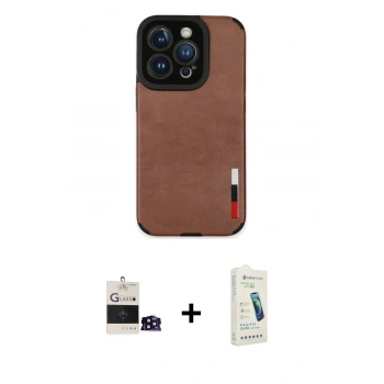 MARSİLYAN™- iPhone 14 Pro Max Kılıf Doruk Asil Koleksiyonu - Şeffaf Pasifik Cam Ekran Koruyucu + Bilvis Titan Kamera Lens - SH