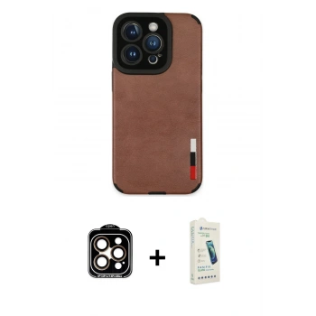 MARSİLYAN™- iPhone 14 Pro Max Kılıf Doruk Asil Koleksiyonu - Şeffaf Pasifik Cam Ekran Koruyucu + PVD Metal Kamera Lens - TU
