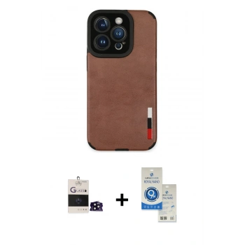 MARSİLYAN™- iPhone 14 Pro Max Kılıf Doruk Asil Koleksiyonu - Şeffaf Royal Nano Ekran Koruyucu + Bilvis Titan Kamera Lens - SH