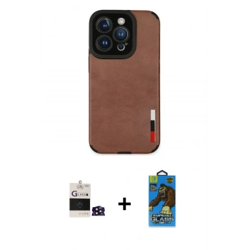 MARSİLYAN™- iPhone 14 Pro Max Kılıf Doruk Asil Koleksiyonu - Siyah 18D Cam Ekran Koruyucu + Bilvis Titan Kamera Lens - DNMR