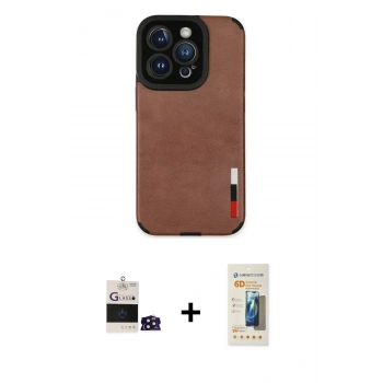 MARSİLYAN™- iPhone 14 Pro Max Kılıf Doruk Asil Koleksiyonu - Siyah 6D Mat Seramik Hayalet Nano Ekran Koruyucu + Bilvis Titan Kamera Lens - DNMR