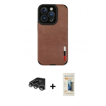 MARSİLYAN™- iPhone 14 Pro Max Kılıf Doruk Asil Koleksiyonu - Siyah 6D Mat Seramik Hayalet Nano Ekran Koruyucu + Raze Metal Kamera Lens - GS