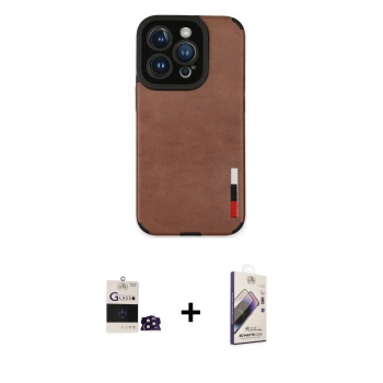 MARSİLYAN™- iPhone 14 Pro Max Kılıf Doruk Asil Koleksiyonu - Siyah Bilvis 3D Mat Cam Ekran Koruyucu + Bilvis Titan Kamera Lens - DNMR