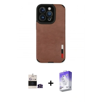 MARSİLYAN™- iPhone 14 Pro Max Kılıf Doruk Asil Koleksiyonu - Siyah Bilvis 5in1 3D Magic Cam Ekran Koruyucu + Bilvis Titan Kamera Lens - DNMR
