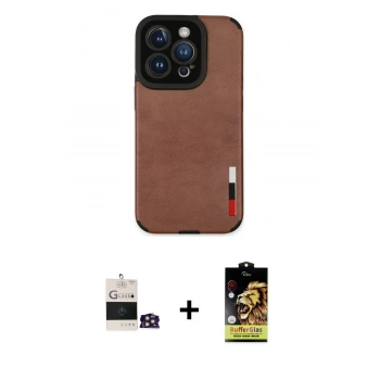 MARSİLYAN™- iPhone 14 Pro Max Kılıf Doruk Asil Koleksiyonu - Siyah Buffer Cam Ekran Koruyucu + Bilvis Titan Kamera Lens - GD