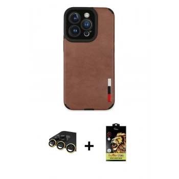 MARSİLYAN™- iPhone 14 Pro Max Kılıf Doruk Asil Koleksiyonu - Siyah Buffer Cam Ekran Koruyucu + Raze Metal Kamera Lens - GD