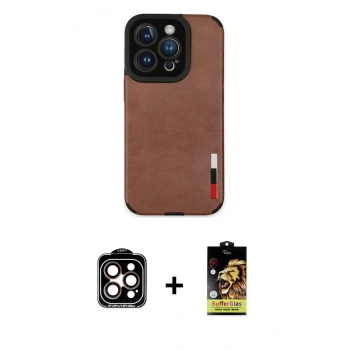 MARSİLYAN™- iPhone 14 Pro Max Kılıf Doruk Asil Koleksiyonu - Siyah Buffer Cam Ekran Koruyucu + PVD Metal Kamera Lens - TU