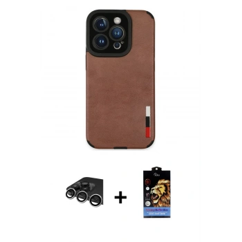 MARSİLYAN™- iPhone 14 Pro Max Kılıf Doruk Asil Koleksiyonu - Siyah Buffer Hayalet Cam Ekran Koruyucu + Raze Metal Kamera Lens - GS