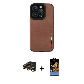 MARSİLYAN™- iPhone 14 Pro Max Kılıf Doruk Asil Koleksiyonu - Siyah Buffer Hayalet Cam Ekran Koruyucu + Raze Metal Kamera Lens - GD