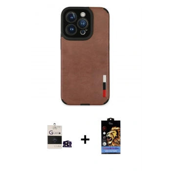 MARSİLYAN™- iPhone 14 Pro Max Kılıf Doruk Asil Koleksiyonu - Siyah Buffer Hayalet Cam Ekran Koruyucu + Bilvis Titan Kamera Lens - SH