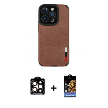 MARSİLYAN™- iPhone 14 Pro Max Kılıf Doruk Asil Koleksiyonu - Siyah Buffer Hayalet Cam Ekran Koruyucu + PVD Metal Kamera Lens - TU