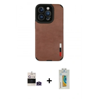 MARSİLYAN™- iPhone 14 Pro Max Kılıf Doruk Asil Koleksiyonu - Siyah Polymer Nano Ekran Koruyucu + Bilvis Titan Kamera Lens - DNMR
