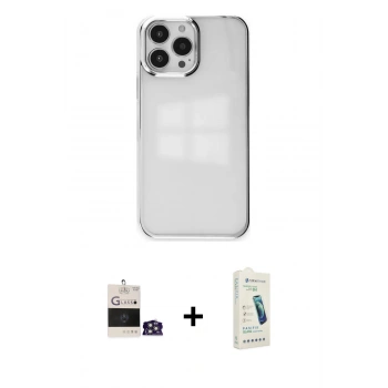 MARSİLYAN™- iPhone 14 Pro Max Kılıf Doruk Doku Prime - Şeffaf Pasifik Cam Ekran Koruyucu + Bilvis Titan Kamera Lens - GS