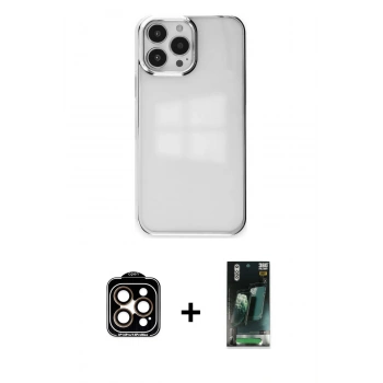 MARSİLYAN™- iPhone 14 Pro Max Kılıf Doruk Doku Prime - Siyah 360 Mat Full Body Arka Koruyucu + PVD Metal Kamera Lens - TU