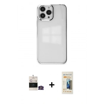 MARSİLYAN™- iPhone 14 Pro Max Kılıf Doruk Doku Prime - Siyah 6D Mat Seramik Hayalet Nano Ekran Koruyucu + Bilvis Titan Kamera Lens - GD