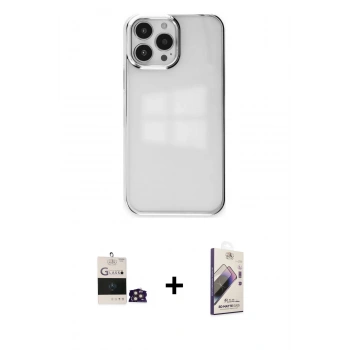 MARSİLYAN™- iPhone 14 Pro Max Kılıf Doruk Doku Prime - Siyah Bilvis 3D Mat Cam Ekran Koruyucu + Bilvis Titan Kamera Lens - GD