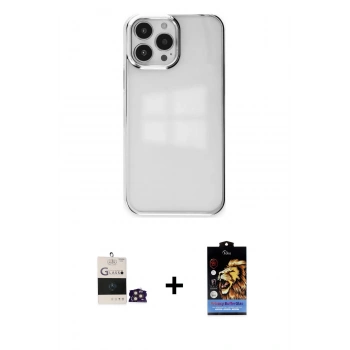 MARSİLYAN™- iPhone 14 Pro Max Kılıf Doruk Doku Prime - Siyah Buffer Hayalet Cam Ekran Koruyucu + Bilvis Titan Kamera Lens - GD