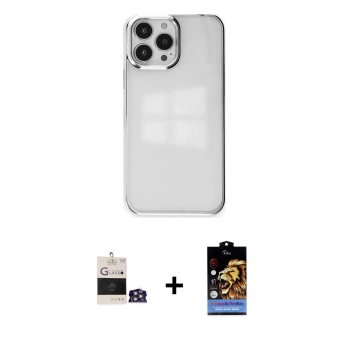 MARSİLYAN™- iPhone 14 Pro Max Kılıf Doruk Doku Prime - Siyah Buffer Hayalet Cam Ekran Koruyucu + Bilvis Titan Kamera Lens - GS