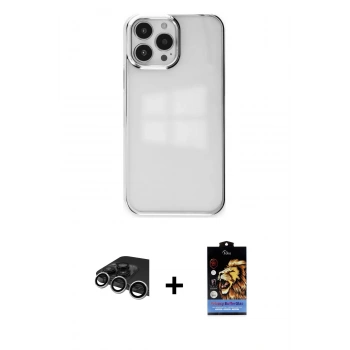MARSİLYAN™- iPhone 14 Pro Max Kılıf Doruk Doku Prime - Siyah Buffer Hayalet Cam Ekran Koruyucu + Raze Metal Kamera Lens - GS