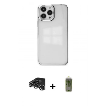 MARSİLYAN™- iPhone 14 Pro Max Kılıf Doruk Doku Prime - Siyah Joko Magic 5D Hayalet Cam + Raze Metal Kamera Lens - GS