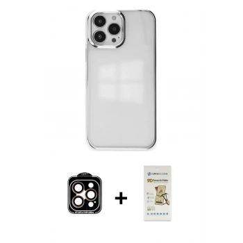 MARSİLYAN™- iPhone 14 Pro Max Kılıf Doruk Doku Prime - Siyah Mat Seramik Nano Ekran Koruyucu + PVD Metal Kamera Lens - TU
