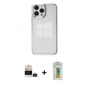 MARSİLYAN™- iPhone 14 Pro Max Kılıf Doruk Doku Prime - Siyah Polymer Nano Ekran Koruyucu + Bilvis Titan Kamera Lens - DNMR