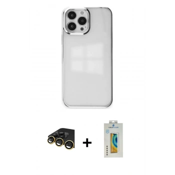MARSİLYAN™- iPhone 14 Pro Max Kılıf Doruk Doku Prime - Siyah Polymer Nano Ekran Koruyucu + Raze Metal Kamera Lens - GD