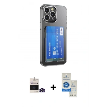 MARSİLYAN™- iPhone 14 Pro Max Kılıf Doruk Klasik Koleksiyonu - Şeffaf Royal Nano Ekran Koruyucu + Bilvis Titan Kamera Lens - DNMR