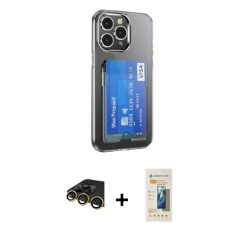 MARSİLYAN™- iPhone 14 Pro Max Kılıf Doruk Klasik Koleksiyonu - Siyah 6D Mat Seramik Hayalet Nano Ekran Koruyucu + Raze Metal Kamera Lens - GD
