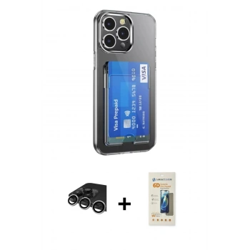 MARSİLYAN™- iPhone 14 Pro Max Kılıf Doruk Klasik Koleksiyonu - Siyah 6D Mat Seramik Hayalet Nano Ekran Koruyucu + Raze Metal Kamera Lens - GS