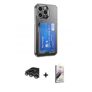 MARSİLYAN™- iPhone 14 Pro Max Kılıf Doruk Klasik Koleksiyonu - Siyah Bilvis 3D Mat Cam Ekran Koruyucu + Raze Metal Kamera Lens - GS