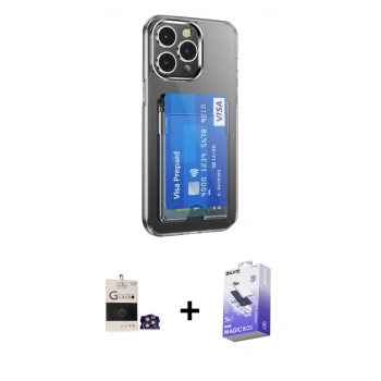 MARSİLYAN™- iPhone 14 Pro Max Kılıf Doruk Klasik Koleksiyonu - Siyah Bilvis 5in1 5D Magic Hayalet Cam Ekran Koruyucu + Bilvis Titan Kamera Lens - GS