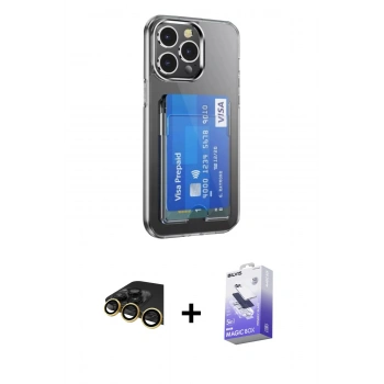 MARSİLYAN™- iPhone 14 Pro Max Kılıf Doruk Klasik Koleksiyonu - Siyah Bilvis 5in1 5D Magic Hayalet Cam Ekran Koruyucu + Raze Metal Kamera Lens - GD
