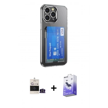 MARSİLYAN™- iPhone 14 Pro Max Kılıf Doruk Klasik Koleksiyonu - Siyah Bilvis 5in1 5D Magic Hayalet Cam Ekran Koruyucu + Bilvis Titan Kamera Lens - SH