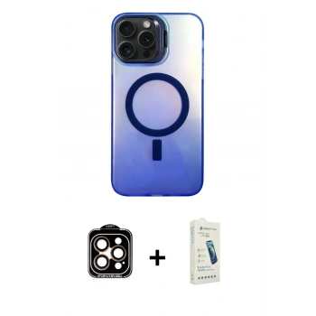 MARSİLYAN™- iPhone 14 Pro Max Kılıf Doruk Klasik Prime - Şeffaf Pasifik Cam Ekran Koruyucu + PVD Metal Kamera Lens - TU