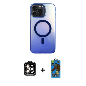 MARSİLYAN™- iPhone 14 Pro Max Kılıf Doruk Klasik Prime - Siyah 18D Cam Ekran Koruyucu + PVD Metal Kamera Lens - TU