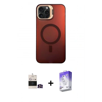 MARSİLYAN™- iPhone 14 Pro Max Kılıf Doruk Klasik Prime - Siyah Bilvis 5in1 3D Magic Cam Ekran Koruyucu + Bilvis Titan Kamera Lens - GD