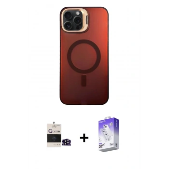 MARSİLYAN™- iPhone 14 Pro Max Kılıf Doruk Klasik Prime - Siyah Bilvis 5in1 3D Magic Cam Ekran Koruyucu + Bilvis Titan Kamera Lens - SH