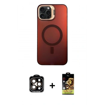 MARSİLYAN™- iPhone 14 Pro Max Kılıf Doruk Klasik Prime - Siyah Buffer Cam Ekran Koruyucu + PVD Metal Kamera Lens - TU