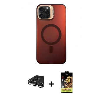MARSİLYAN™- iPhone 14 Pro Max Kılıf Doruk Klasik Prime - Siyah Buffer Cam Ekran Koruyucu + Raze Metal Kamera Lens - GS